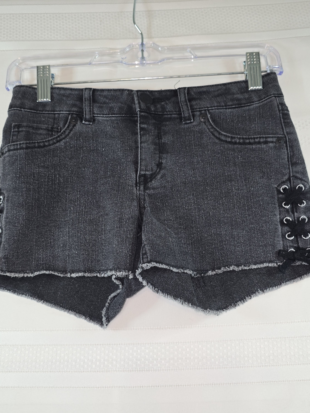 Levi's Black Lace-Up Frayed Denim Shorts